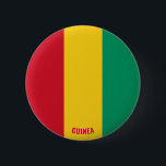 Guinea Flag Charming Patriotic Button<br><div class="desc">Guinea Flag Charming Patriotic Button with the Guinea flag printed all over the button. Country name is subtly integrated in the design on the bottom. Text is fully customisable using "Customise it!" feature. This beautiful Guinea Button is the stylish gift for any occasion. © CountriesOfTheWorld</div>