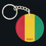 Guinea Flag Charming Patriotic Key Ring<br><div class="desc">Guinea Flag Charming Patriotic Keychain with the Guinea flag printed all over the keychain. Country name in subtly integrated in the design on the bottom. Text is fully customisable using "Customise it!" feature. This beautiful Guinea Keychain is the stylish gift for any occasion. © CountriesOfTheWorld</div>