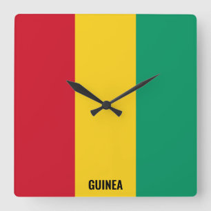 Guinea Flag Dazzling Patriotic Square Wall Clock