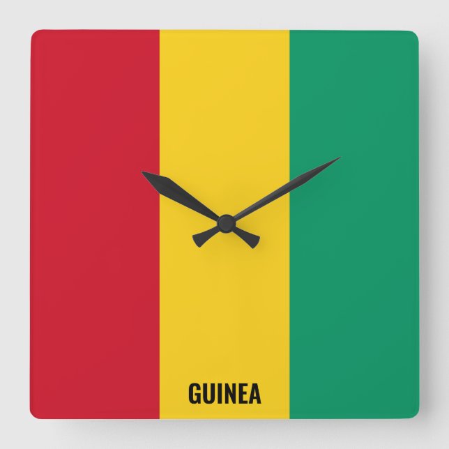 Guinea Flag Dazzling Patriotic Square Wall Clock (Front)