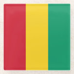 Guinea Flag Glass Coaster<br><div class="desc">Patriotic flag of Guinea.</div>