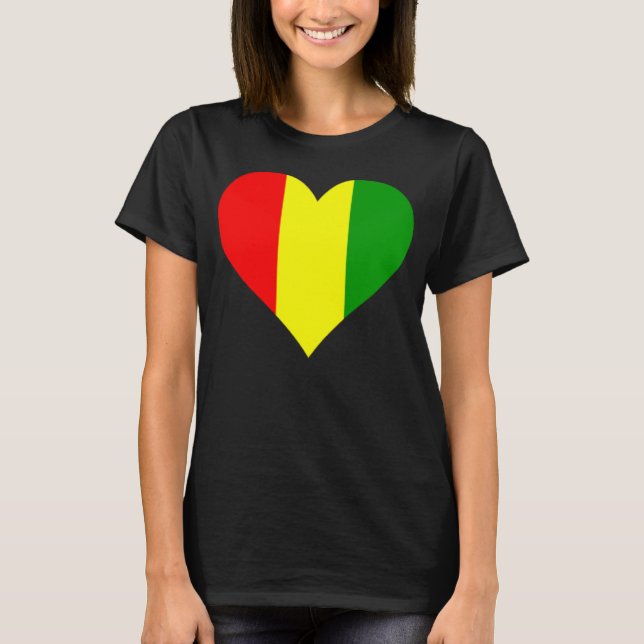 Guinea Flag Heart Guinea  Love Guinea T-Shirt (Front)