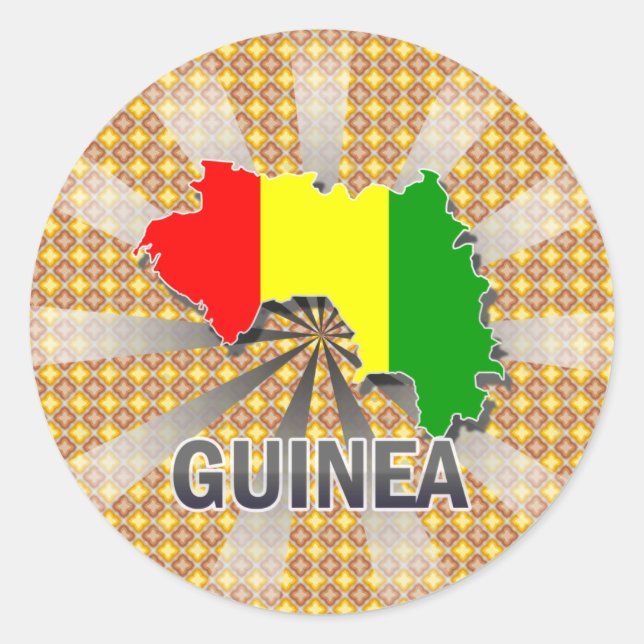 Guinea Flag Map 2.0 Classic Round Sticker (Front)