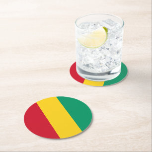 Guinea flag round paper coaster