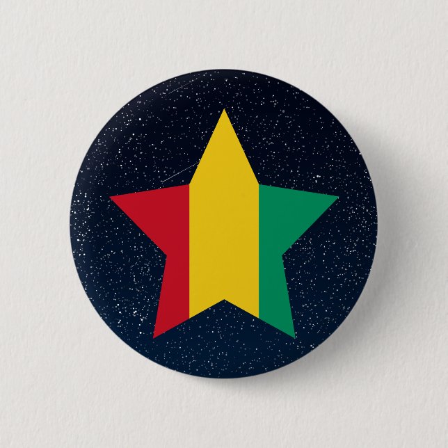 Guinea Flag Star In Space 6 Cm Round Badge (Front)