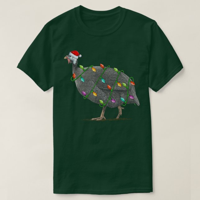 Guinea Fowl Bird Lover Xmas Santa Hat Guinea Fowl  T-Shirt (Design Front)
