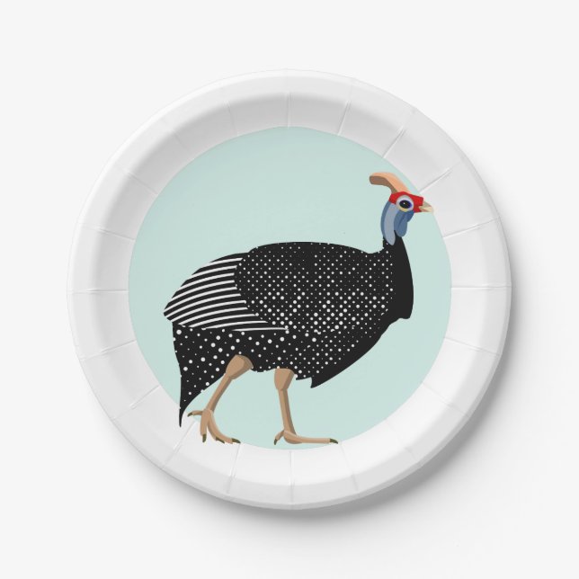 Guinea Fowl bird Paper Plate (Front)