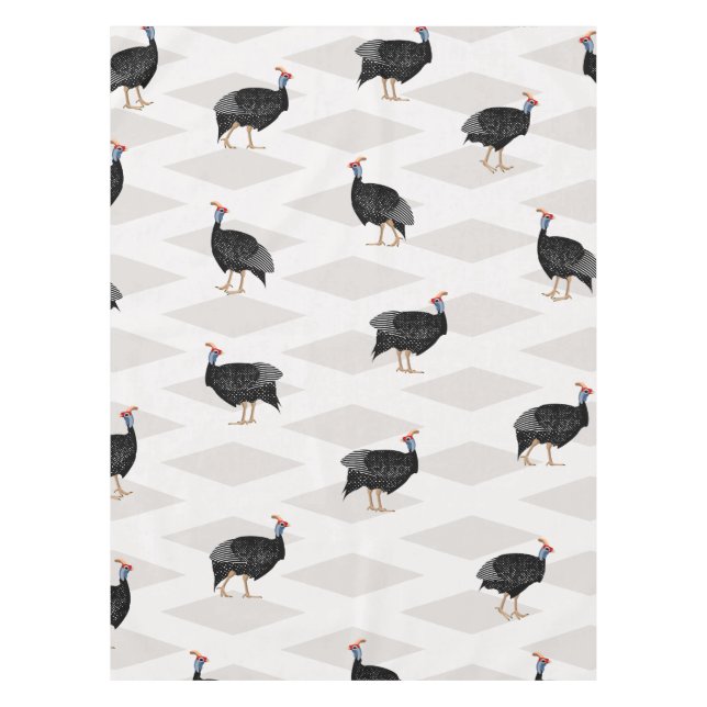 Guinea fowl bird pattern geometric tablecloth (Front)