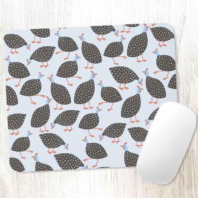 Guinea Fowl Bird Pattern Mouse Pad (Guineafowl bird fun art mousemat)