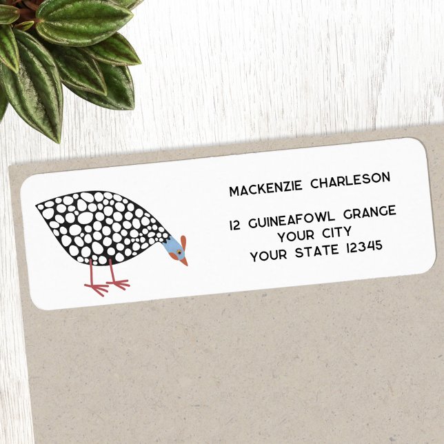 Guinea Fowl Bird Return Address (Fun Guineafowl bird return address label)