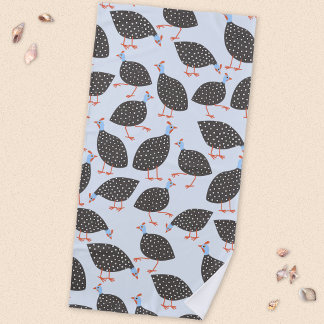 Guinea Fowl Cute Bird Pattern Beach Towel