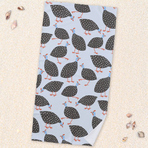 Guinea Fowl Cute Bird Pattern Beach Towel