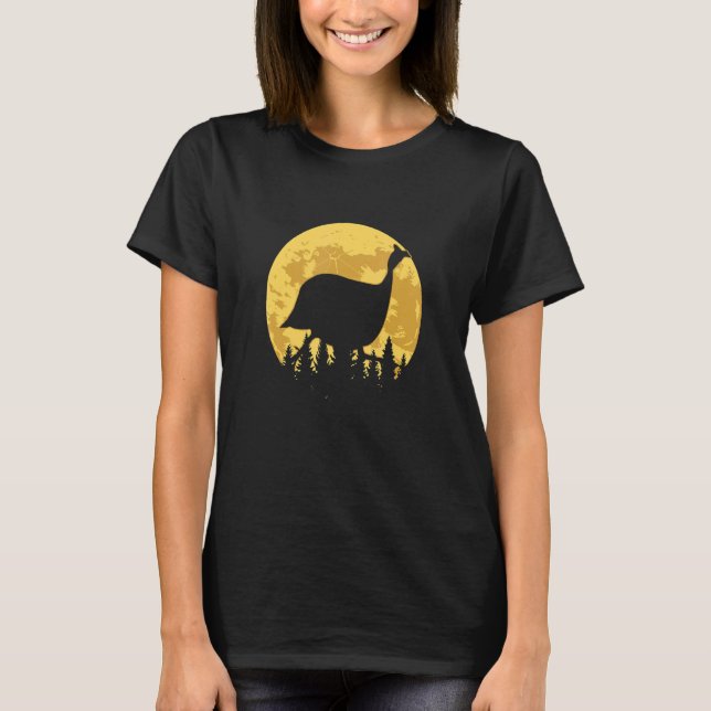 Guinea Fowl Forest Moon Birds T-Shirt (Front)