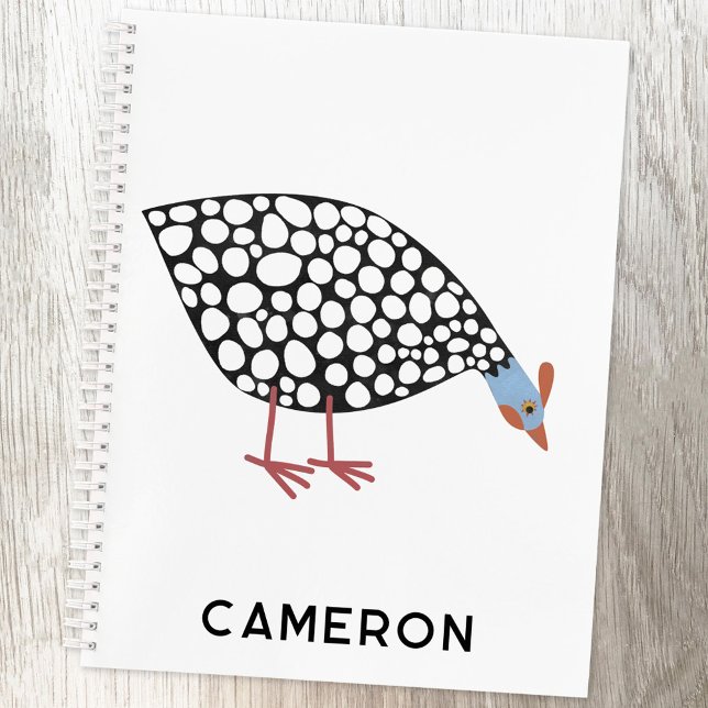 Guinea Fowl Fun Personalised Notebook (Fun personalized custom name guineafowl notebook with choice of cover type and interior paper style)