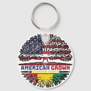 Guinea Guinean American USA Tree Roots Flag Key Ring