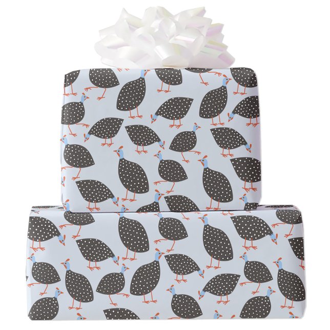 Guinea Hens Bird Pattern Wrapping Paper (Guinea fowl fun bird wrapping paper roll)