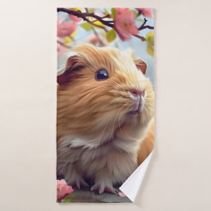 Guinea Pig Amidst Spring Blossoms Bath Towel