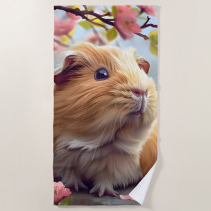 Guinea Pig Amidst Spring Blossoms Beach Towel
