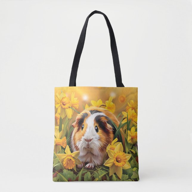 Guinea Pig Amongst The Daffodils Tote Bag (Front)