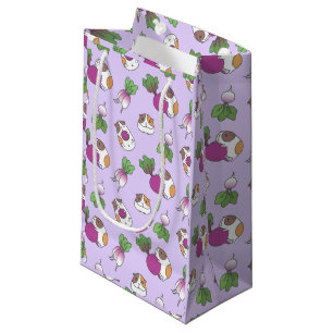 Guinea Pig and Radish in Lavender Pattern Small Gift Bag