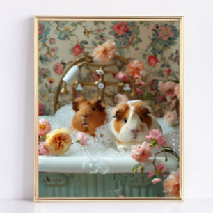 Guinea Pig Art, Guinea Pig in Bathtub Art Poster