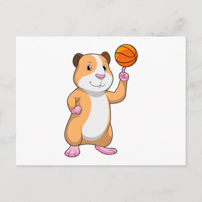 Guinea pig as Basketball player with Basketball.pn Postcard (Front)