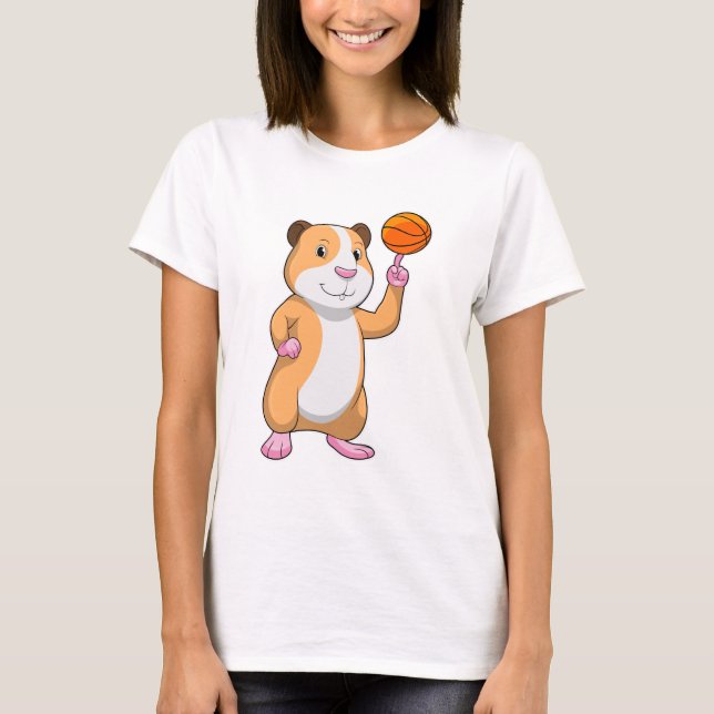 Guinea pig as Basketball player with Basketball.pn T-Shirt (Front)