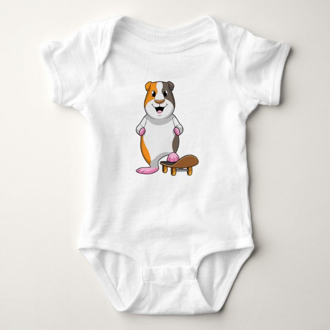 Guinea pig as Skater with Skateboard Baby Bodysuit (Front)