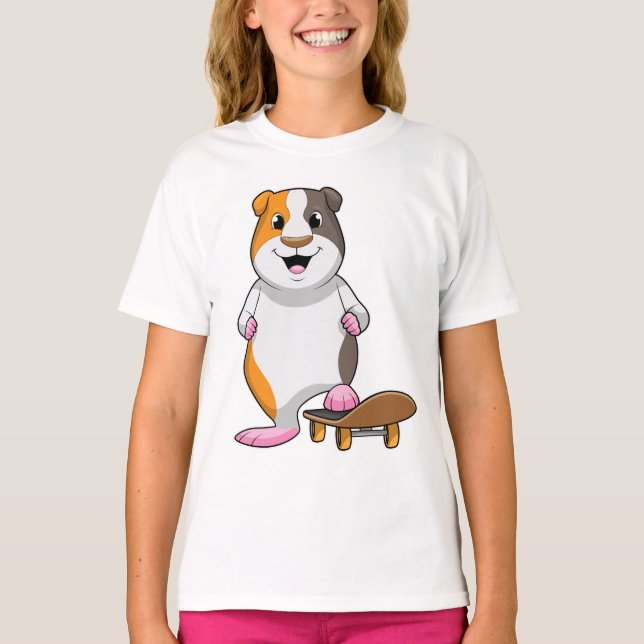 Guinea pig as Skater with Skateboard T-Shirt (Front)