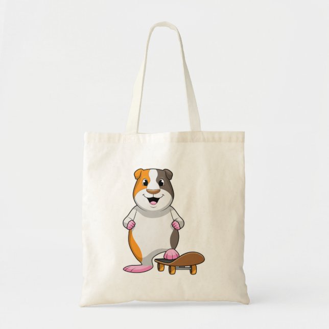 Guinea pig as Skater with Skateboard Tote Bag (Front)