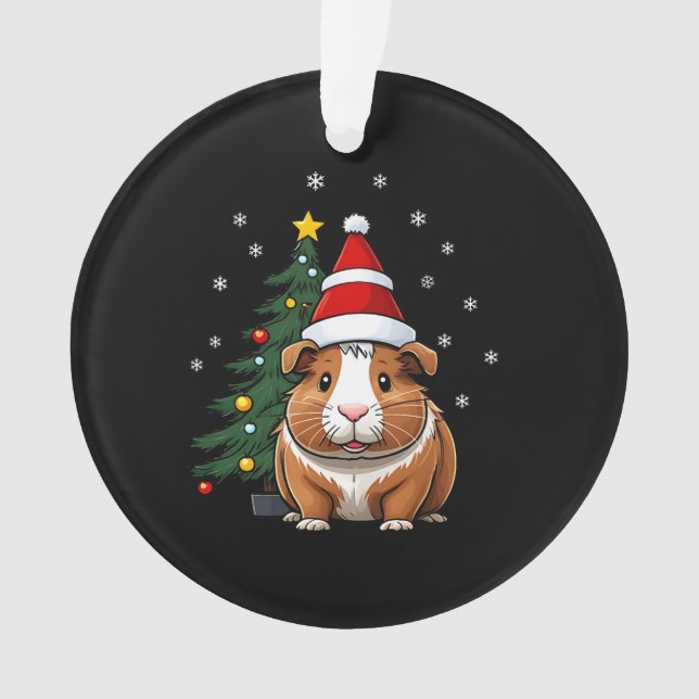 Guinea Pig at Christmas Ornament (Front)