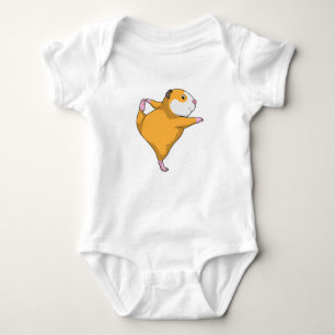 Guinea pig at Yoga Stretching exercise Baby Bodysuit