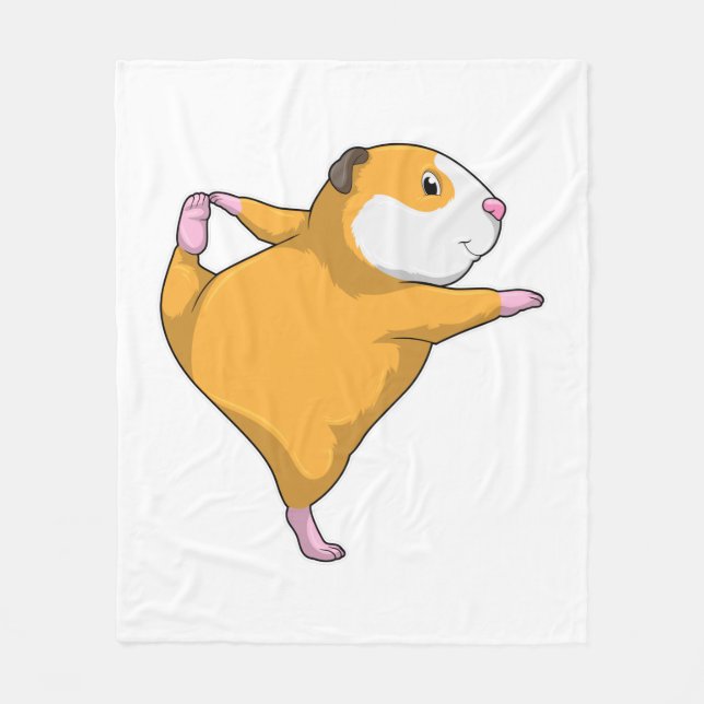 Guinea pig at Yoga Stretching exercise Fleece Blanket (Front)
