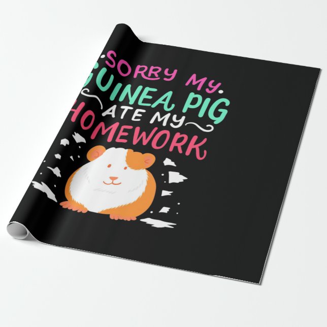 Guinea Pig Back To School Wrapping Paper (Unrolled)