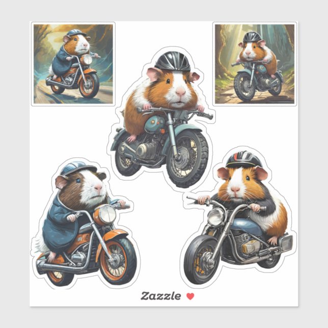 Guinea Pig Biker Friends Multiple  Sticker Sheet (Sheet)