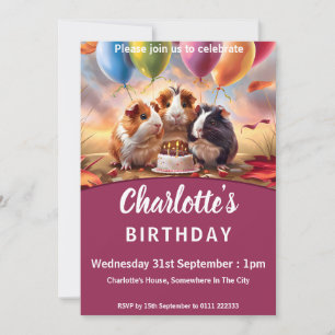 Guinea Pig Birthday Party Invitation