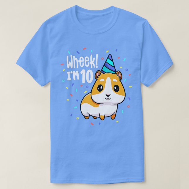 Guinea Pig Birthday Party Wheek Kid 10 Year Old 10 T-Shirt (Design Front)
