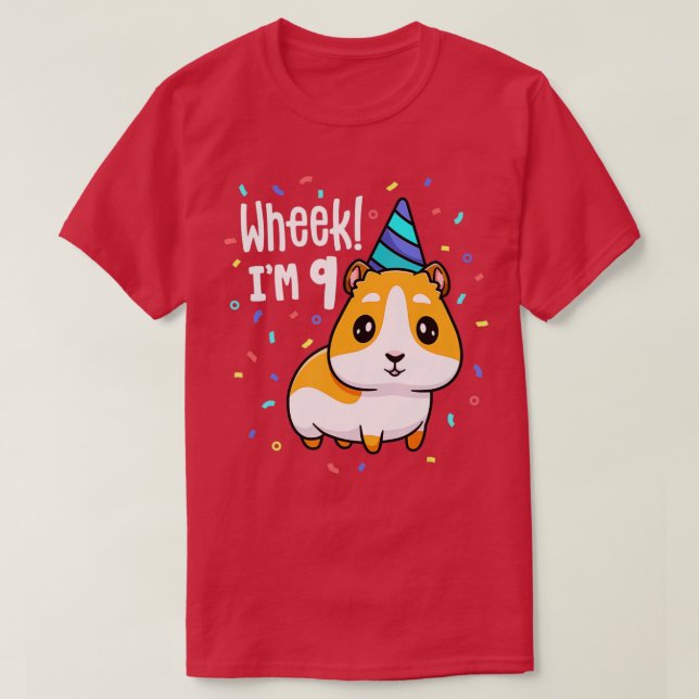 Guinea Pig Birthday Party Wheek Kids 9 Year Old 9t T-Shirt (Design Front)