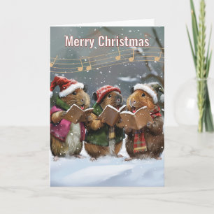 Guinea Pig Carol Singers Christmas Card