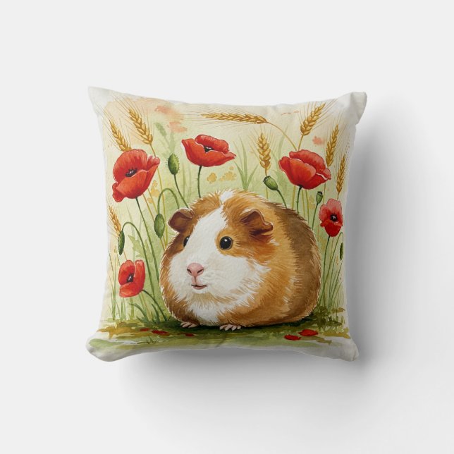 Guinea Pig Cavia Cavy Flowers Pillow (Front)