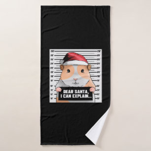 Guinea Pig Christmas Cavy Dear Santa I Can Explain Bath Towel