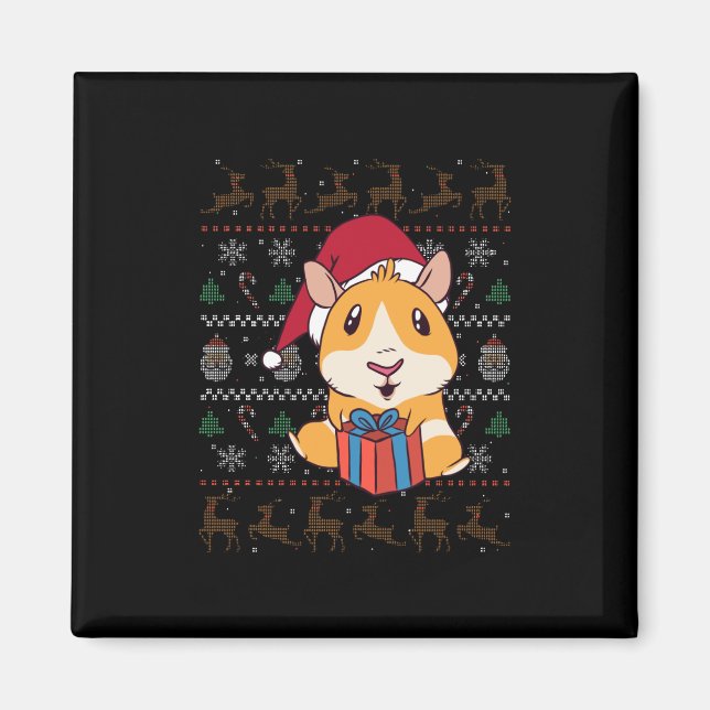 Guinea Pig Christmas Magnet (Front)