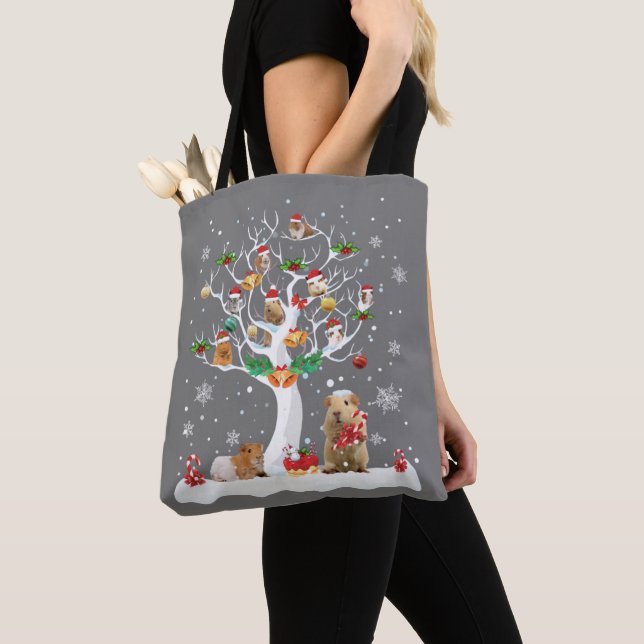 Guinea Pig Christmas On Winter Tree Goat Lover Paj Tote Bag (Close Up)