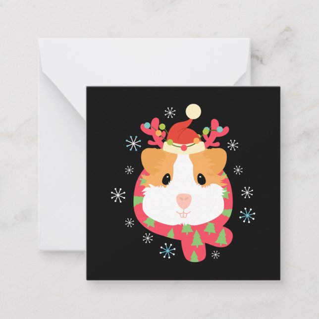 Guinea Pig Christmas Reindeer Card (Front)