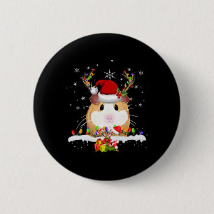 Guinea Pig Christmas Reindeer Christmas Lights 6 Cm Round Badge