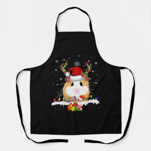 Guinea Pig Christmas Reindeer Christmas Lights Apron