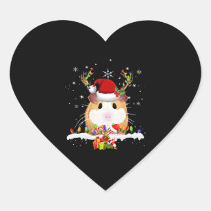 Guinea Pig Christmas Reindeer Christmas Lights Heart Sticker