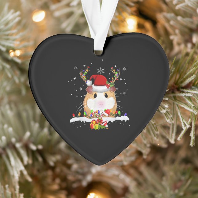 Guinea Pig Christmas Reindeer Christmas Lights Ornament (Tree)