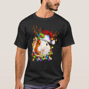 Guinea Pig Christmas Reindeer Christmas Lights Paj T-Shirt