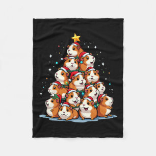 Guinea Pig Christmas Tree Funny Cavy Holiday Fleece Blanket